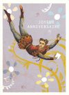 Happy birthday greeting card with flying man